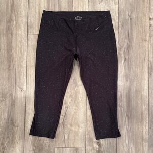 Nike Dri Fit Womens Capris Leggings Black Speckle Athletic Activewear Size L